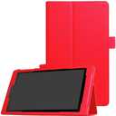 Tablet Cover for Amazon Kindle Fire HD8 6th 7th 8th Generation(2016/2017/2018 Release),Ultra Slim Folio Stand Lightweight Leather Case for Kindle Fire HD 8 6/7/8th Gen 8" (Li-Red)