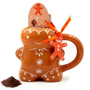 HJOCMLE Christmas Mugs Large Gingerbreadman Coffee Mug and Hot Chocolate Powder Set Funny Oversized Ceramic Coffee Cups Gingerbreadman Cup as Gifts for Christmas and New Year