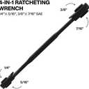 KLEIN TOOLS 68214 4-in-1 Reversible Ratchet Wrench, Box Wrench, SAE Hex Sizes 1/4, 5/16, 3/8, and 7/16-Inch, 90-Tooth Ratchet, Pass-Through Design