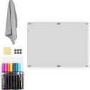 Acrylic Magnetic Dry Erase Board for Fridge 16"x12" Magnetic Whiteboard for Refrigerator Clear Acrylic Board Magnet White Board for Fridge Wall 8 Markers