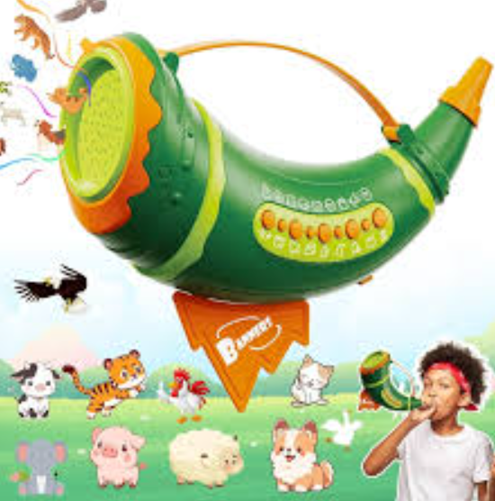 Outdoor Discovery Animal Caller for Kids Toddlers, Hunting Toys with 2 Modes & 30 Realistic Animal Sounds, Toys with 8" Horn and 5-Level Lights, Early Learning for Boys Girls 
