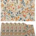 Placemats Set of 6,Autumn Leaves Table Mats,Fall Colorful Washable Linen Table Mats,Non-Slip Heat Resistant Placemats for Party Kitchen Dining Indoor Outdoor 12"x18"