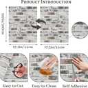 Brick Wallpaper Peel and Stick Wallpaper 17.3"x197" Grey and White 3D Brick Wallpapers Self Adhesive Vintage Wall Paper Removable Textured Contact Paper for Fireplace Kitchen Home Decoration Vinyl