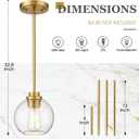 Pendant Lights Kitchen Island, Modern Gold Pendant Light with Clear Glass Globe Shade, Farmhouse Hanging Light Fixtures for Dining Room Entryway, AD-22280-1P-GD-C