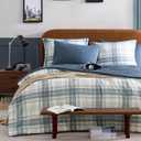 AMBERSPACE Full Size Comforter Sets, Blue Grey Plaid Bedding Set 7 Piece for Boys Girls Teen, Classic Homestead-Style Kids Comforter Set Bed in A Bag with Sheets, Pillowcases & Shams