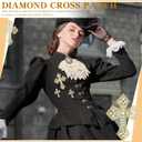 Suncalla 6 Pcs Gold Rhinestone Cross Patch Applique Crystal Cross Iron on Patches Sew on Clothing Patches for Clothes Bag Dress Jacket Repairing Mixed Size