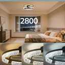 EDISHINE Ceiling Fans with Lights and Remote, 20'' Low Profile Ceiling Fan, 3000-6000K Dimmable, 6 Speeds LED Modern Flush Mount Fan Light, DC Motor, APP Control, Black Fandelier for Bedroom, Kitchen