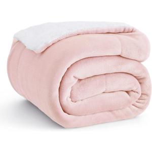 Bedsure GentleSoft Sherpa Fleece Throw Blanket for Couch, Non-Heated, Thick and Warm Throw Gifts for Women and Girls, Soft Fuzzy Plush Kids Blanket for Spring, Room Home Decor, Pink, 50x60 Inches