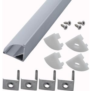 Litever 6 PACK 1Meter/3.3ft V Shape Aluminum Channels 90 Degree Corner LED Strip Channel System with PC Cover, Mounting Clips, End Caps,Designed for 3528 5050 LED Strip Mounting LL-017-DS, 16mm x 16mm