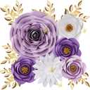 Purple Roses Paper Flowers Decorations for Wall, Giant Floral Wall Decor for Baby Shower, Classroom, Nursery, Birthday, Fairy Garden Party Backdrop Decorations