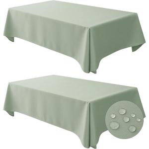 Fitable Textured Table Cloth for Rectangle, 2 Pack - 52 x 70 inch, Sage Green - Waterproof Heavy Duty Fabric Tablecloth for Dinner Party Banquet Event