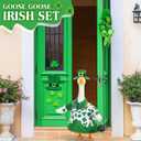 St Patrick's Day Shamrock Goose Outfit Lawn Porch Goose Clothes for 23" St Patricks Day Shamrock Outdoor Patio Yard Lawn Art Decoration (Cute)