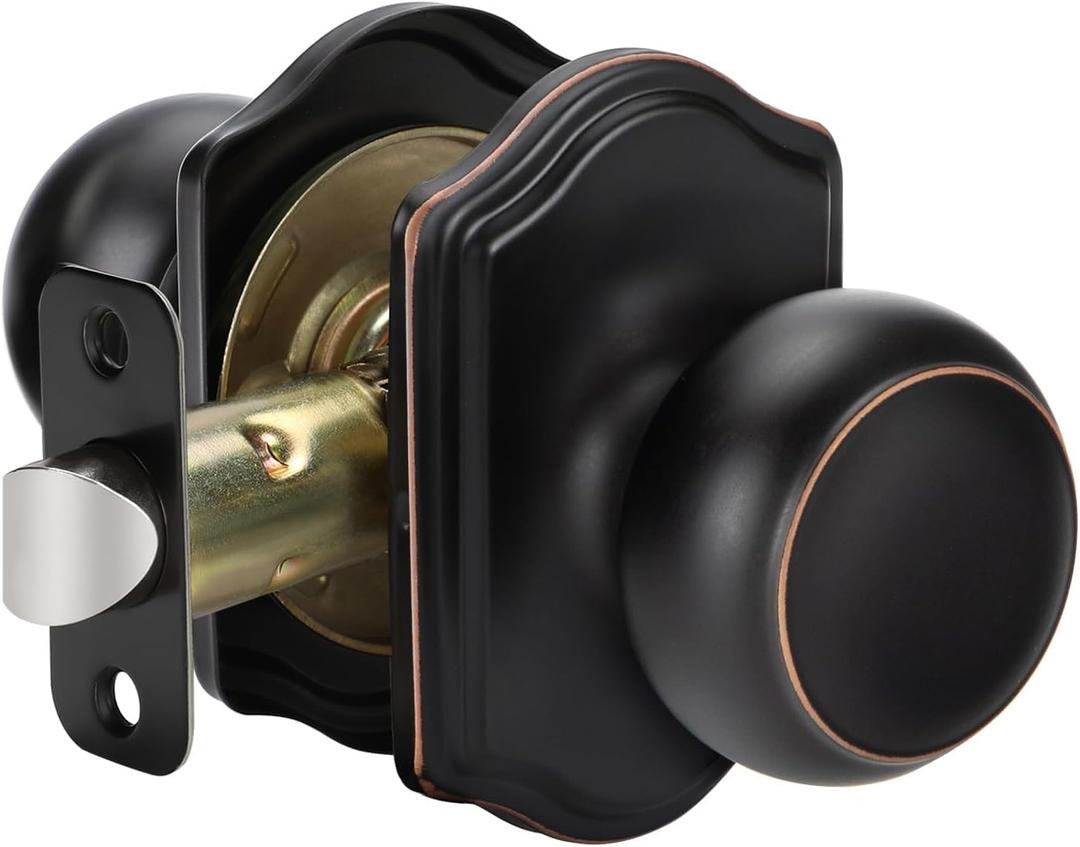 Goldenwarm Oil Rubbed Bronze Closet Door Knobs Interior No Lock, Passage Door Knobs Hallway, Bronze Door Knob Without Lock 1 Pack