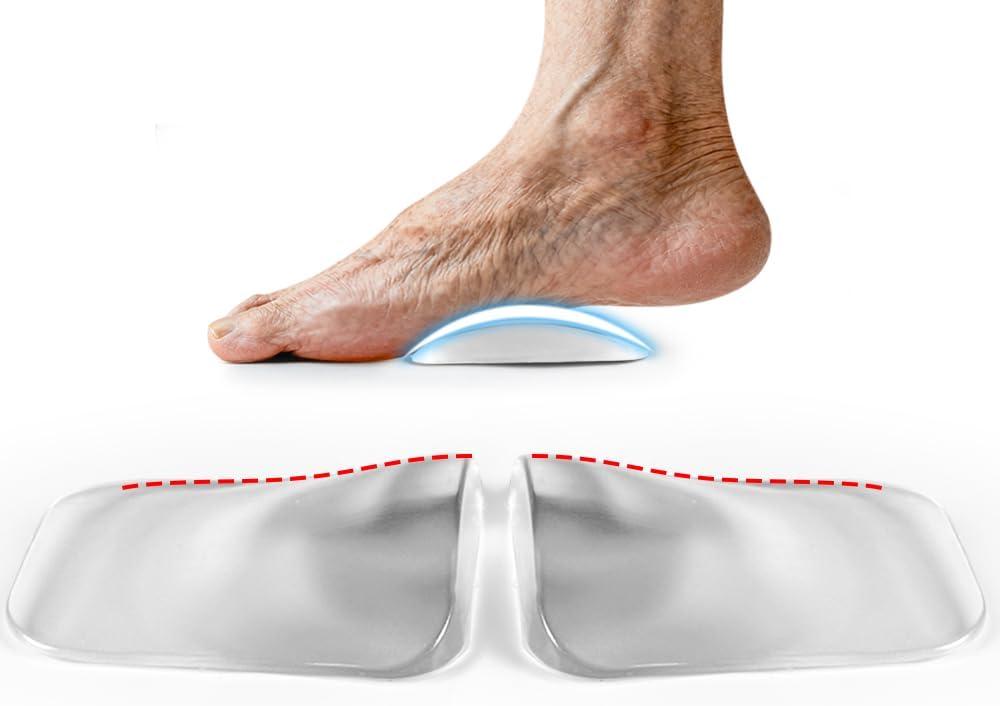 Arch Support Inserts for Flat Feet Women, Gel Arch Cushions for Plantar Fasciitis, Adhesive Arch Pads for Pressure Relief and Foot Pain, 2 Height Options (Clear, Low)