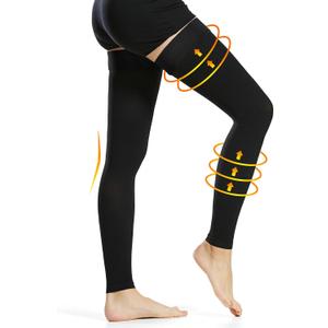 Ailaka Medical Compression Stockings for Women Men, Thigh High Footless 20-30mmHg Graduated Compression Socks with Silicone Band for Varicose Veins, Edema, Post-Surgery (X-Large (1 Pair), Black)