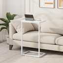 Vagusicc C Shaped End Table for Couch, 33.2'' Extra Tall C Table Adjustable Height Side Table, Small Side Table for Small Spaces, Couch Tables That Slide Under, Tv Tray Table for Living Room, White