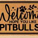 Welcome Hope You Like Pitbulls 30"x18" Outdoor Door Mats for Outside Entry Holiday Doormats for Outdoor Entrance Funny Home Welcome Floor Mat Indoor Non Slip with Rubber Backing