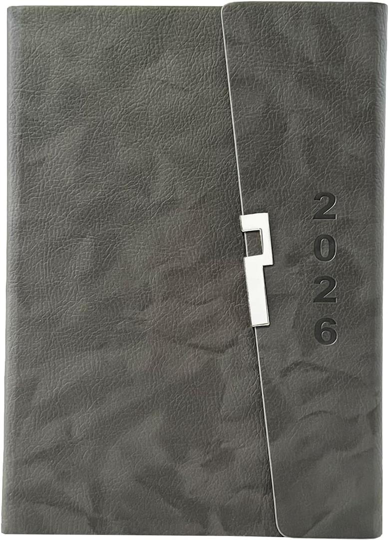 Daily Planner 2026 - Daily Calendar Planner(Jan - Dec 2026), One Page Per Day, Hourly Appointment Book with Time Slots, 5.7" x 8.3", Thick Paper (Grey)