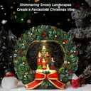 Lewondr Musical Christmas Snow Globe, Family Carolers Christmas Wreath, Swirling Glitters & 8 Songs & Timer, Battery Operated Singing Snow Lantern Decor for Home Holidays Xmas Gift
