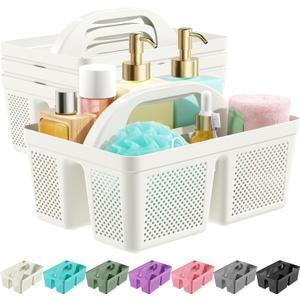 4 Pack Portable Shower Caddy, Integrated Handle, Reinforced Plastic, Organizer Storage Bathroom Supplies and Beauty Products, Cleaning Supplies, Shower Basket for Home, Dorm, Shelf and Cabinet (White)