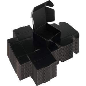 Rempry 50 Pack 4x4x2 Black Shipping Boxes, Small Cardboard Mailer Boxes for Small Business Shipping Packaging