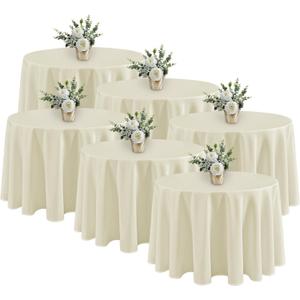 Fitable 6 Pack Ivory Round Tablecloths - 120 Inches in Diameter - Stain Resistant and Washable Table Clothes, Polyester Fabric Table Covers for Wedding, Party, Banquet, Formal Events Fitable 6 Pack Ivory Round Tablecloths - 120 Inches in Diameter - Stain Resistant and Washable Table Clothes, Polyester Fabric Table Covers for Wedding, Party, Banquet, Formal Events