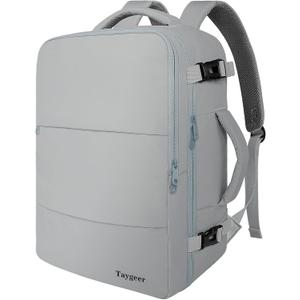 Taygeer Carry On Backpack, Womens Travel Backpack with Water Bottle Pocket & Shoe Pouch, Laptop Mochila 15.6inch Flight Approved, College Teacher Tote Bag for Business Travel Supplies, Grey (Large, Elephant Gray)