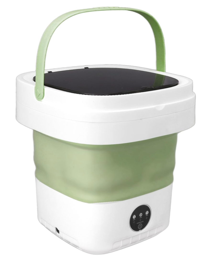 Portable Washing Machine, 17L Foldable Portable Laundry Machine and Spinner for Baby Clothes, Underwear, Socks with 3 Modes Deep Cleaning,Mini Washer for Travel, Dorms, Camping (Green)