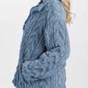 BLENCOT Womens Casual Button Down Collar Pullover Fleece Sweatshirt Long Sleeve Tops Warm Sherpa Coat Jacket Pockets (M)