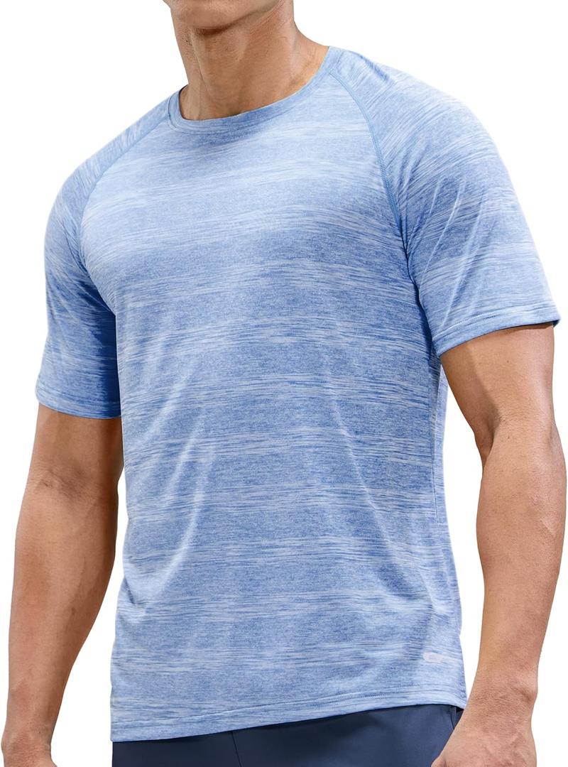 MIER Mens T Shirts Short Sleeve Quick Dry Active Tee for Running Workout Gym, Stripe (3X-Large)