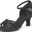 iCKER Womens Latin Dance Shoes Heeled Ballroom Salsa Tango Party Sequin Dance Shoes, Size: 8.5