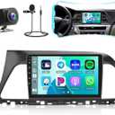 Roinvou 2+64G Android CarPlay Stereo for Hyundai Sonata 2015-2017, Built-in Wireless CarPlay with Android Auto, 9'' Touch Screen in-Dash GPS Navigation Support Mirror Link BT RDS AHD WiFi DSP