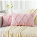 decorUhome Throw Pillow Covers 12x20 Inch Set of 2, Soft Plush Faux Fur Wool Lumbar Light Pink Couch Pillow Covers, Decorative Neutral Pillow Cases for Bed Sofa Living Room Home Decor