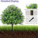 Artificial Boxwood Topiary Ball Bush with Lavender Flower: Set of 2 Faux Greenery Shrubs with Ground Spike, 22 Fake Boxwood Plants for Outdoor, Indoor, Patio, Garden Decor