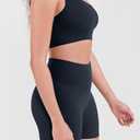 ODODOS Seamless Biker Shorts for Women 5" Inseam Ribbed High Waisted Running Yoga Shorts, Lycra Deep Blue, Medium (Black, M)