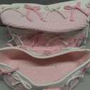 Geelin 3 Pcs Pink Bow Easter Baskets for Gift Cute Woven Rope Gift Baskets Rectangle Shelf Organizer Laundry Hamper Storage Bins for Closet Bedroom Nursery Toys Organizing, 11.8''x7.8''x4.7''