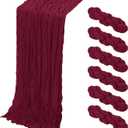 6 Pack Burgundy Cheesecloth Table Runner, 17 x 108 Inch, Gauze Cheese Cloth Table Runner Rustic Sheer Runner for Wedding Birthday Party Baby Shower Table Decor(Burgundy)