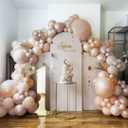 Blush Pink Balloon Garland, Double Stuffed Dusty Rose Pink Beige Balloons White Champagne Pearl Balloon Arch Kit for Baby Shower Birthday Bridal Shower Wedding Mother's Day Party Decorations