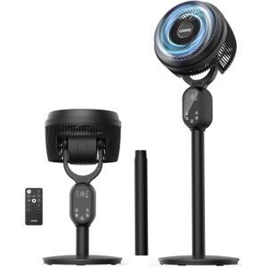 Fan For Bedroom, Pedestal Fans 90+90 Smart Oscillating, Standing Fans for Home 12 Speeds, 4 modes, Quiet Floor Fan with DC Motor 20dB, 12H Timer, 90ft for Room, 22-35'' Adjustable Height (Black)