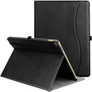 Ztotop Case for iPad Pro 12.9 inch 2017/2015 (Old Model, 1st & 2nd Gen), Premium Leather Folding Stand Folio Cover with Auto Wake/Sleep, Document Card Slots and Multiple Viewing Angles, All Black