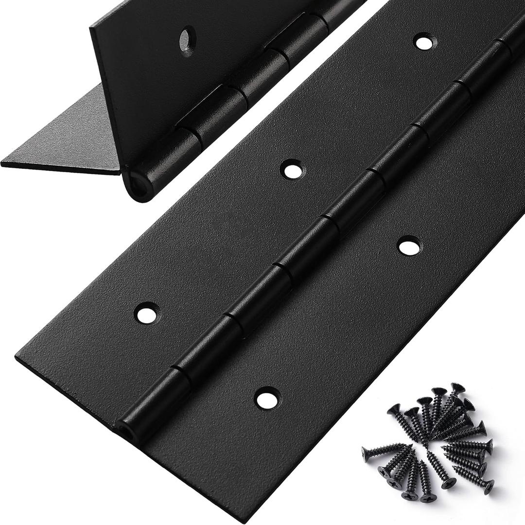 2 Pcs Heavy Duty Piano Hinge 36 Inch x 3 Inch Width, True 0.060'' Thick Stainless Steel Black Piano Hinge for Heavy Duty Cabinet, Door, Toolbox, Wooden Box, Metal Plate, Furniture, Industrial Project