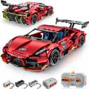 Remote Control Super Car Building Kits, 1835PCS Technique Plated Race Car Building Set for Adults Men Teens - with 5 Fast Motors, Electric Height Adjustment & Drift Spin Wheels