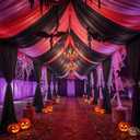 6 Panels 5ftx30ft Black Ceiling Drapes for Halloween Parties 30 FT Extra Long Thick Polyester Wrinkle-Free Drapery Tent Decor Decorations for Birthday Party Ceremony Stage Swag, 60"W x 360"L