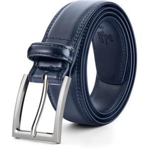 3 x Mens Genuine Leather Dress Belt Classic Casual Belt with Single Prong Buckle for Jeans Pants Work and Business (36(Waist:34), Blue)