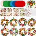 48 Sets Christmas Wreath Craft Kits for DIY Santa Claus Wreath Hanging Ornaments Make Your Own Paper Xmas Craft with Stickers for Christmas Party Favors School Classroom Activities