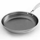 COOKER KING 12-Inch Stainless Steel Pan, Hybrid Nonstick Frying Pan, Skillet, 3-Ply Clad Cookware, Even Heat Distribution, Dishwasher & Oven Safe, with Stay-Cool Handle, Induction Compatible