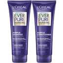 LOreal Paris EverPure Sulfate Free Brass Toning Purple Shampoo and Conditioner Set for Blonde, Bleached, Silver, or Brown Highlighted Hair, 1 Kit