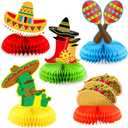 Fancy Land Fiesta Honeycomb Table Centerpiece Mexican Party Decorations Cinco De Mayo Honeycomb Centerpiece for Mexican Themed Decor Supplies 5 Packs