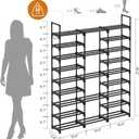 WOWLIVE 9 Tiers Large Shoe Rack Storage Organizer for Closet 50-55 Pairs Shoe Tower Unit Shelf Stackable Shoe Rack with Metal Pipes Plastic Connectors Black(SSS3B9)