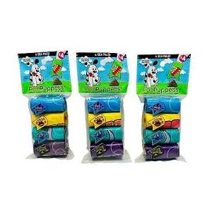 4 SET PALS Pet Waste Bag Refills, PooPuppets, 5 PACK, 4ROLLS 48 BAGS TOTAL, 9X13 BAGS